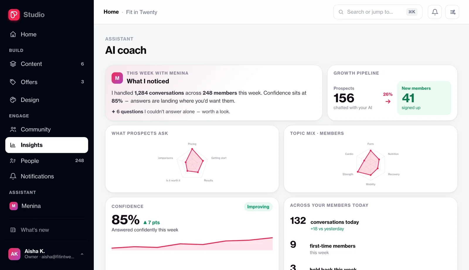 Shape your AI coach in your Studio