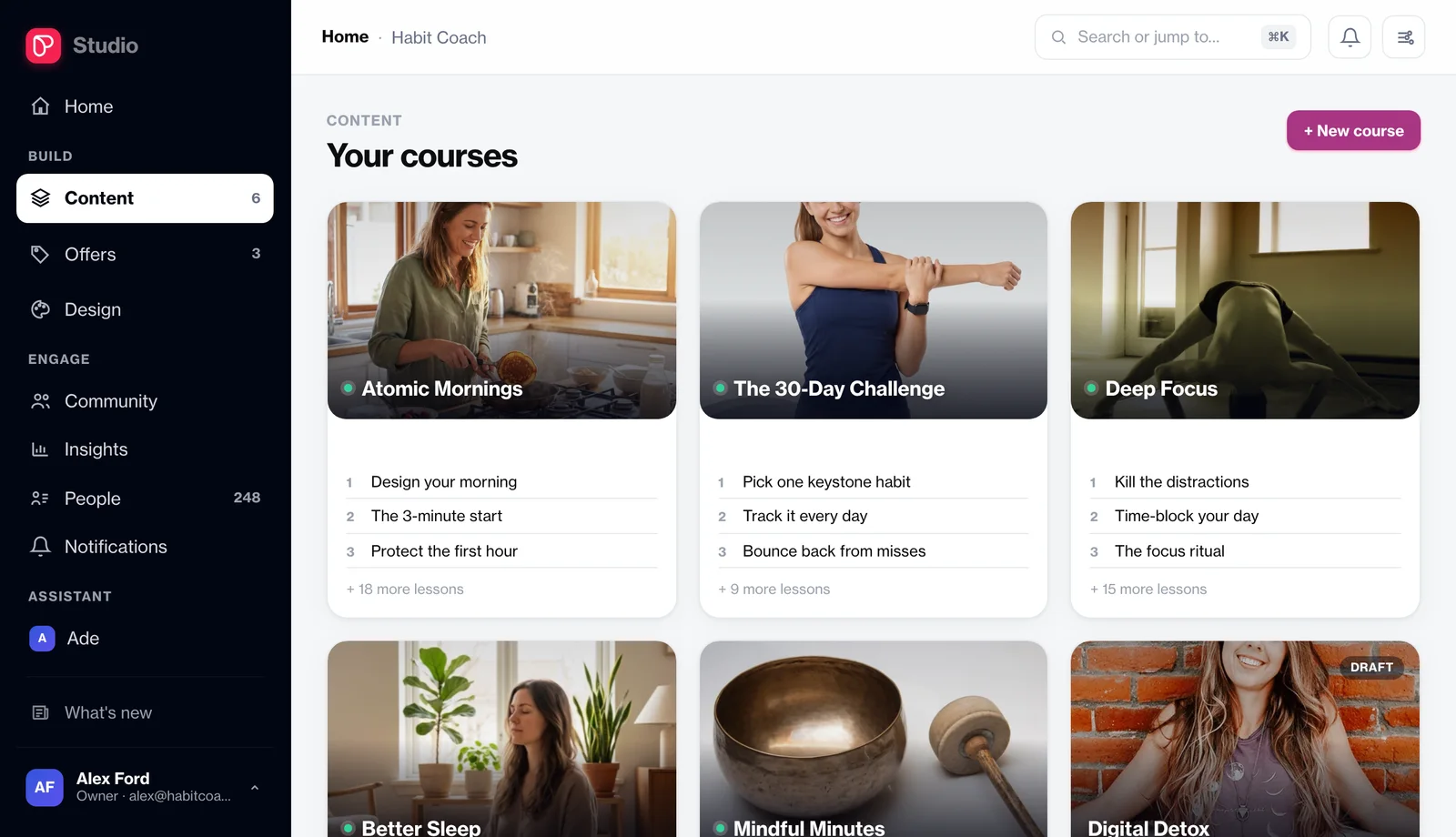 Build courses in your Studio